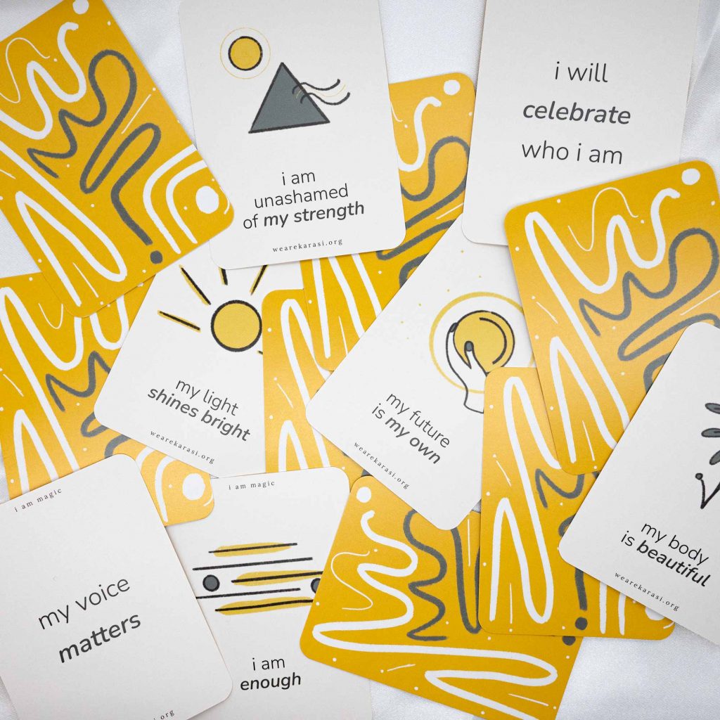 pile of cards with various affirmations