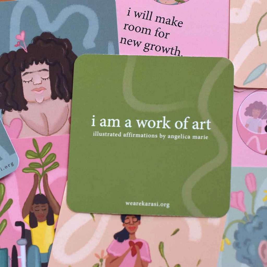 Affirmation cards with illustrated women